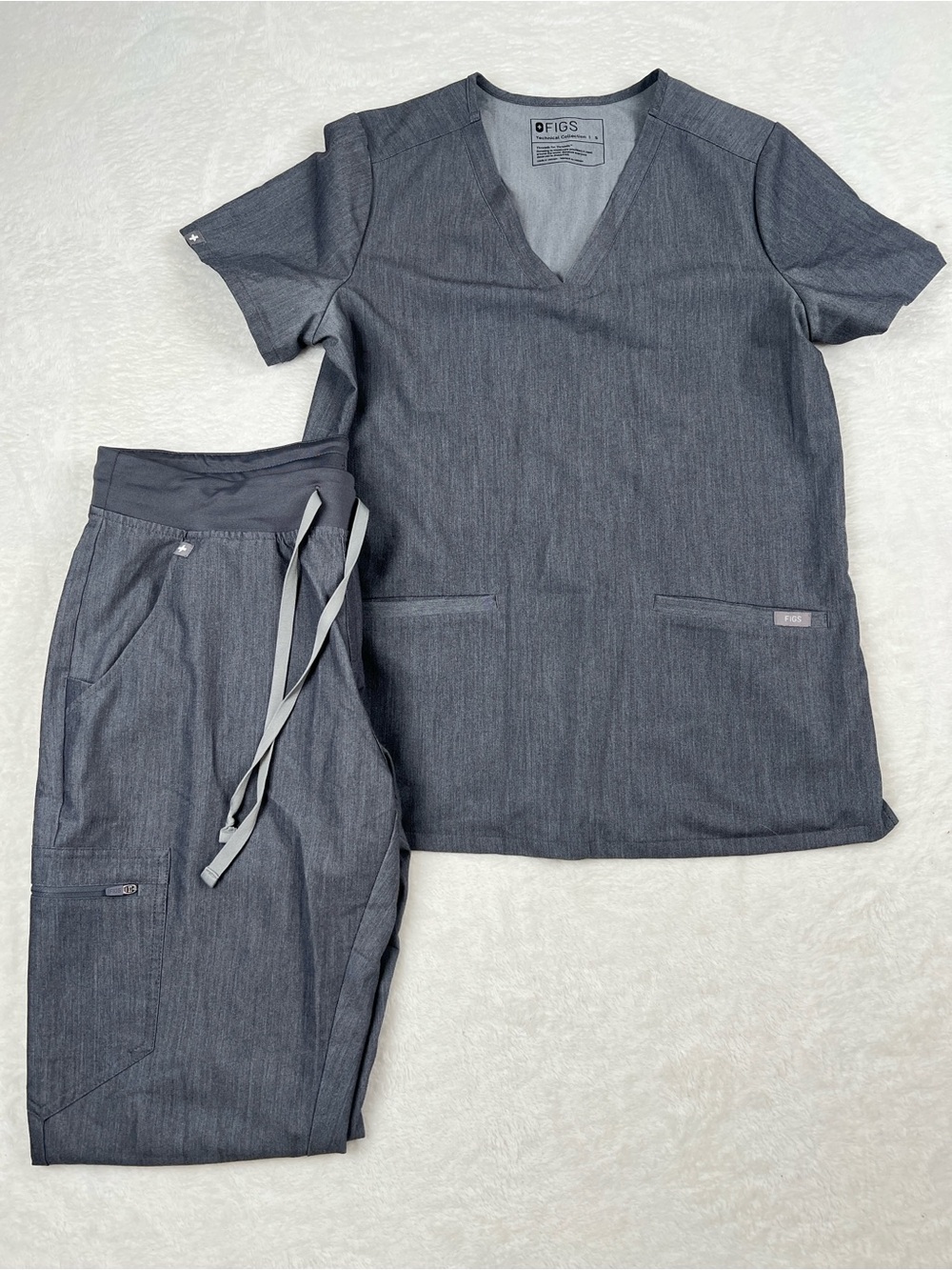 FIGS Graphite Casma Scrub Set High Waisted Zamora Joggers S M